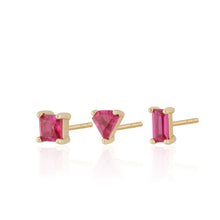 Load image into Gallery viewer, SP Square Fuchsia Stud Earrings