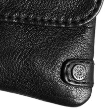 Load image into Gallery viewer, Black leather coin purse from Depeche with zip closure at the top and one under a flap