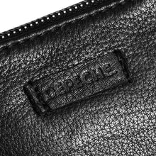 Load image into Gallery viewer, Black leather coin purse from Depeche with zip closure at the top and one under a flap