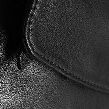 Load image into Gallery viewer, Black leather coin purse from Depeche with zip closure at the top and one under a flap