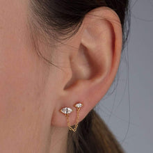 Load image into Gallery viewer, SP Droplet Double Stud Single earring