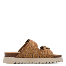 Load image into Gallery viewer, Tamaris | Raffia Tan Flatform Slide Sandal