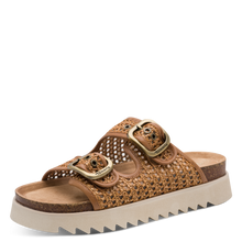 Load image into Gallery viewer, Tamaris | Raffia Tan Flatform Slide Sandal