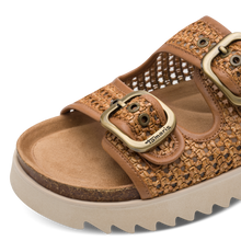 Load image into Gallery viewer, Tamaris | Raffia Tan Flatform Slide Sandal