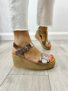 Oh! My Sandals | Buckle Espadrille Wedge