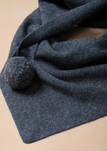 Load image into Gallery viewer, Merino Wool Triangle Scarf with Pom Pom