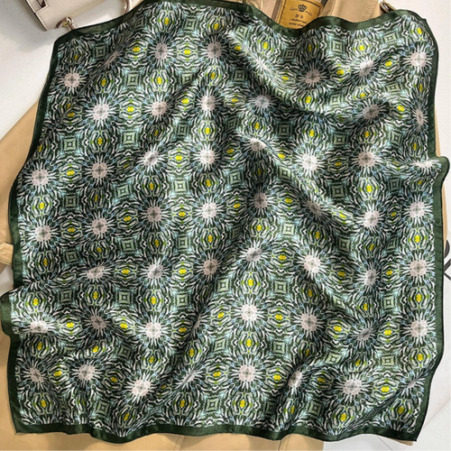 100% Silk Square Scarf | Paint | Green