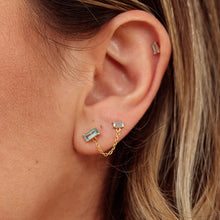 Load image into Gallery viewer, SP Baguette Double Drop Single Earring | Aquamarine