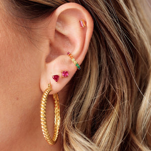 SP Square Fuchsia Stud Earrings