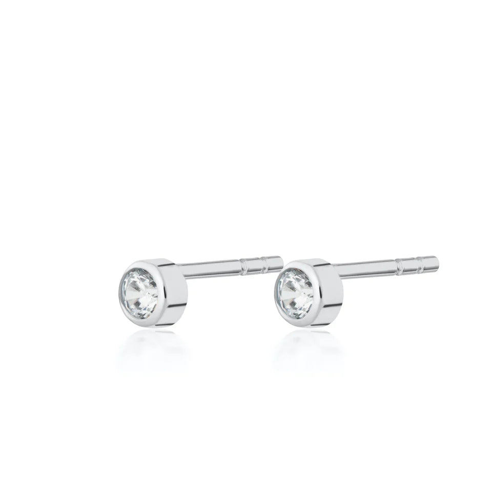 SP Sparkling Bezel Stud Earring