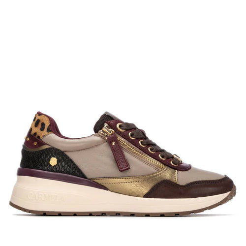 Carmela | Side Zip Wedge Trainer | Burgundy Metallic