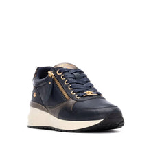 Load image into Gallery viewer, Carmela | Side Zip Wedge Trainer | Navy Metallic