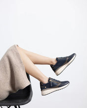 Load image into Gallery viewer, Carmela | Side Zip Wedge Trainer | Navy Metallic