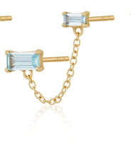 Load image into Gallery viewer, SP Baguette Double Drop Single Earring | Aquamarine