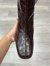 Load image into Gallery viewer, Wonders | Ayla | Leather Ankle Boot | Brown Croc | Square Toe