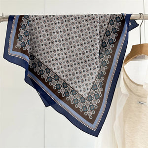 100% Silk Square Scarf | Paisley Dot | Navy