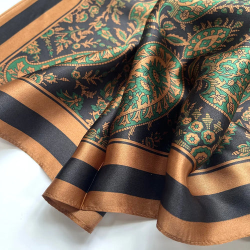 100% Silk Square Scarf | Paisley | Navy