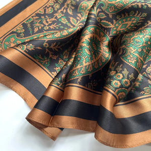 100% Silk Square Scarf | Paisley | Navy