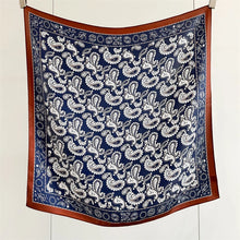 Load image into Gallery viewer, 100% Silk Square Scarf | Paisley | Navy &amp; Rust