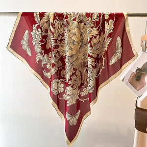 Square Scarf | Floral Chic | Burgundy