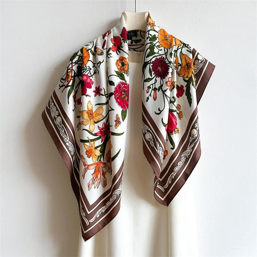 Square Scarf | Chic Floral | Beige
