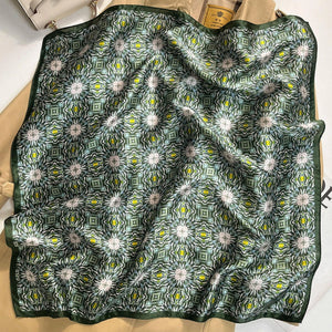100% Silk Square Scarf | Paint | Green