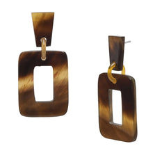 Load image into Gallery viewer, BRANCH | Brown Horn Rectangle Drop Earrings