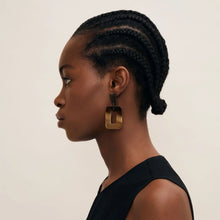 Load image into Gallery viewer, BRANCH | Brown Horn Rectangle Drop Earrings