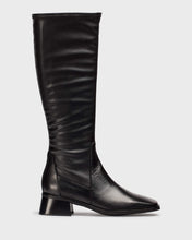 Load image into Gallery viewer, Wonders | Ayla | Leather Long Stretch Boot | Black | Square Toe