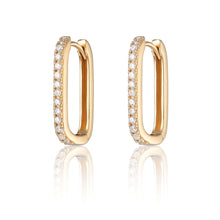 Load image into Gallery viewer, SP Oval Hoop Earrings with Clear Stones - Gold