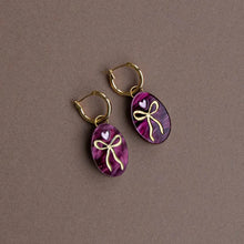 Load image into Gallery viewer, Oval Bow Charm Hoop Earring