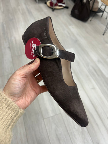 Wonders | Triana | Pointed Suede Pump | Chocolate Brown