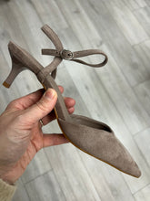Load image into Gallery viewer, Taupe Suede Pointy Kitten Heel Shoe