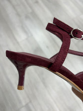 Load image into Gallery viewer, Burgundy Suede Pointy Kitten Heel Shoe