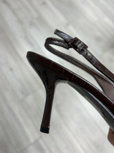 Load image into Gallery viewer, Chocolate Brown Tonal Buckle Pointy Slingback Shoe