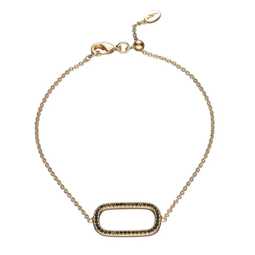 SP Oval Bracelet with Black Stones - Gold