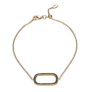 SP Oval Bracelet with Black Stones - Gold