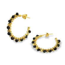 Load image into Gallery viewer, Ashiana | Mini Riva Hoop Earrings | Black Onyx