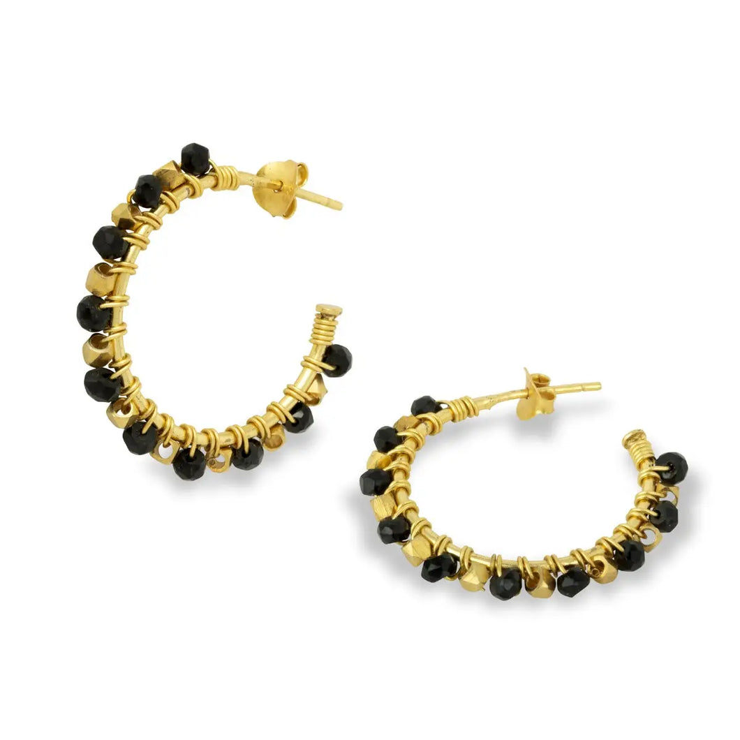 Ashiana | Mini Riva Hoop Earrings | Black Onyx