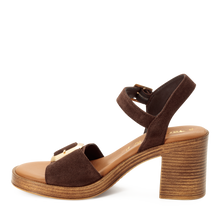 Load image into Gallery viewer, Tamaris | Chocolate Suede Stacked Heel Sandal