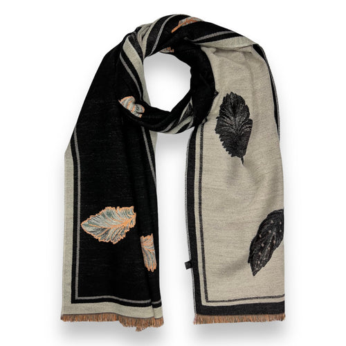 Feather Print Cashmere Feel Scarf