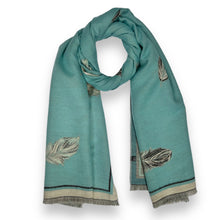 Load image into Gallery viewer, Feather Print Cashmere Feel Scarf