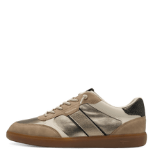 Load image into Gallery viewer, Tamaris | Beige Metallic Trainer with Elastic Laces