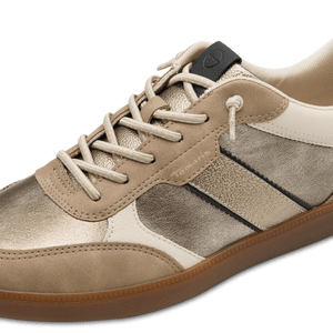 Tamaris | Beige Metallic Trainer with Elastic Laces