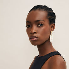 Load image into Gallery viewer, BRANCH | White Horn Rectangle Drop Earrings