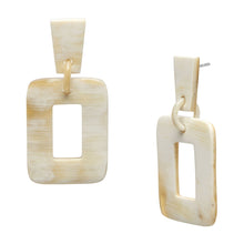 Load image into Gallery viewer, BRANCH | White Horn Rectangle Drop Earrings