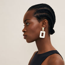 Load image into Gallery viewer, BRANCH | White Horn Rectangle Drop Earrings
