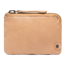 Load image into Gallery viewer, Carmel leather coin purse from Depeche with zip closure at the top.