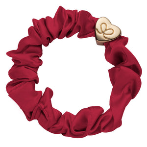 Gold Heart Silk Scrunchie | Burgundy