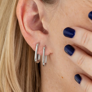 SP Oval Hoop Earrings - Silver